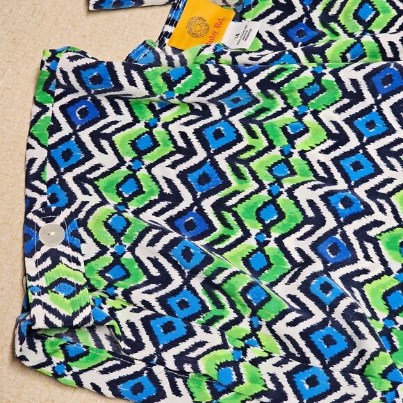 Ruby Rd. Ikat Tropical Semi Sheer Blouse Sz M Colorful Aztec - Picture 7 of 7